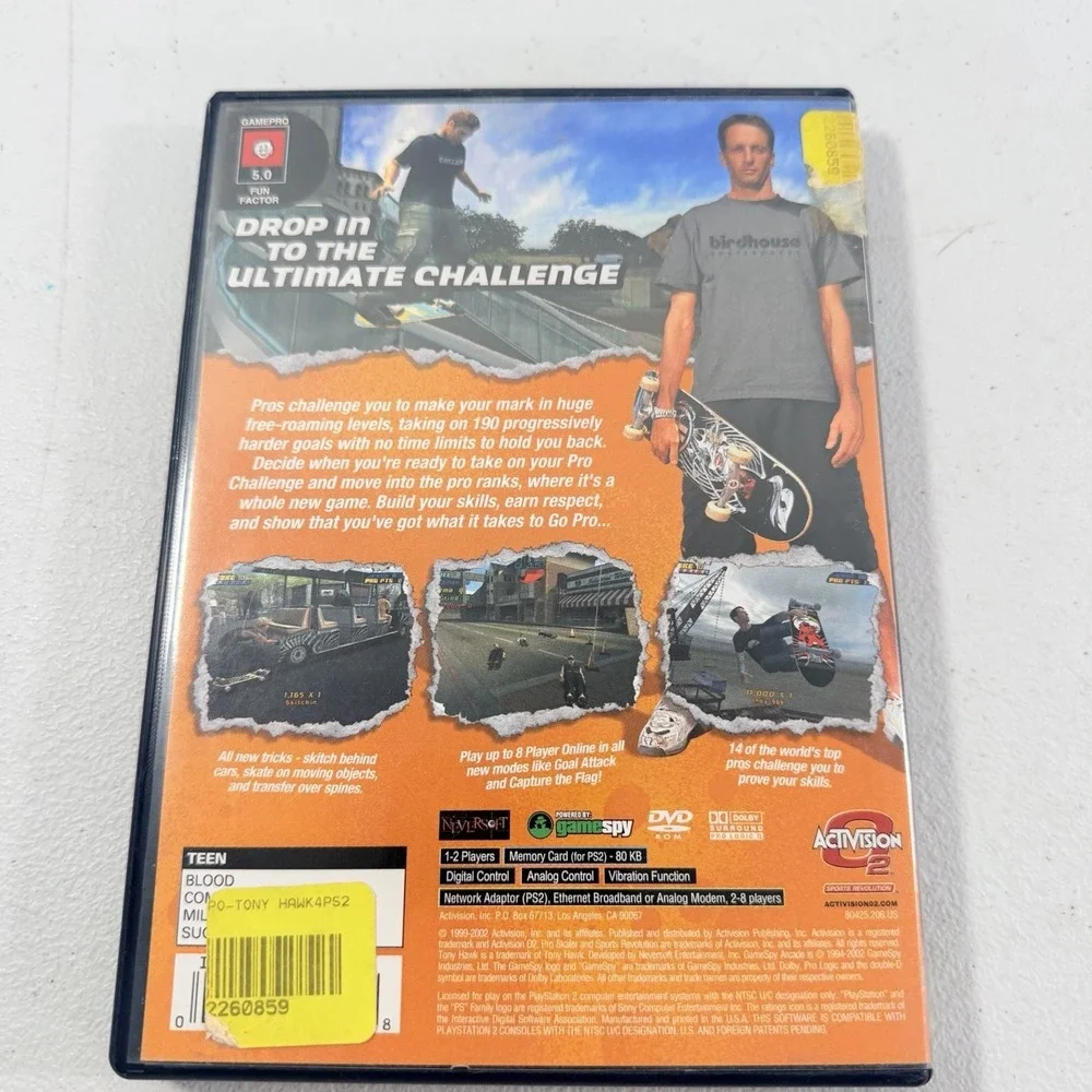 Tony Hawk's Pro Skater 4 (Sony PlayStation‎ 2, 2002) PS2 Black Label No Manual